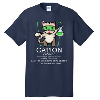 Cation Cute Science Cat Pawsitive Element Chemistry Teacher Tall T-Shirt