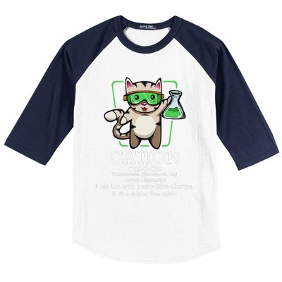 Cation Cute Science Cat Pawsitive Element Chemistry Teacher Baseball Sleeve Shirt