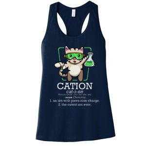 Cation Cute Science Cat Pawsitive Element Chemistry Teacher Women's Racerback Tank