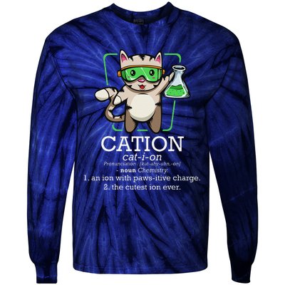 Cation Cute Science Cat Pawsitive Element Chemistry Teacher Tie-Dye Long Sleeve Shirt