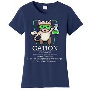 Cation Cute Science Cat Pawsitive Element Chemistry Teacher Women's T-Shirt