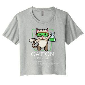 Cation Cute Science Cat Pawsitive Element Chemistry Teacher Women's Crop Top Tee