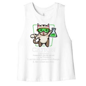 Cation Cute Science Cat Pawsitive Element Chemistry Teacher Women's Racerback Cropped Tank