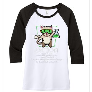 Cation Cute Science Cat Pawsitive Element Chemistry Teacher Women's Tri-Blend 3/4-Sleeve Raglan Shirt