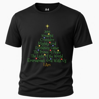 Christian Christmas Shirts Bible Names Of Jesus Tree Shaped Performance Shirt