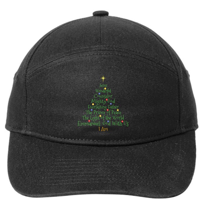 Christian Christmas Shirts Bible Names Of Jesus Tree Shaped 7-Panel Snapback Hat