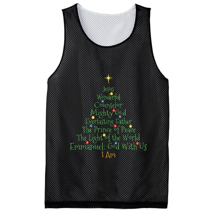 Christian Christmas Shirts Bible Names Of Jesus Tree Shaped Mesh Reversible Basketball Jersey Tank