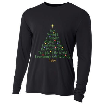 Christian Christmas Shirts Bible Names Of Jesus Tree Shaped Cooling Performance Long Sleeve Crew