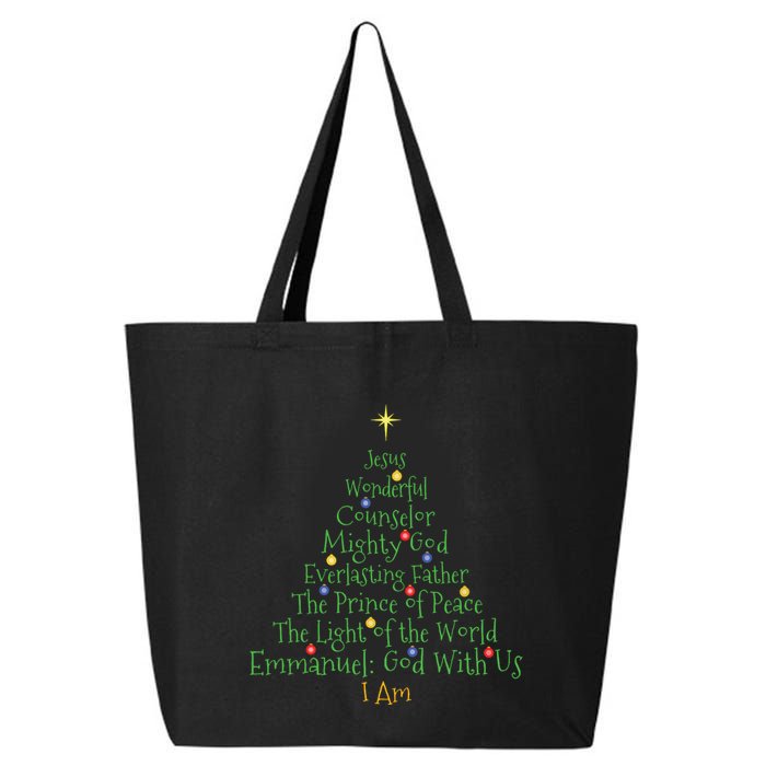 Christian Christmas Shirts Bible Names Of Jesus Tree Shaped 25L Jumbo Tote