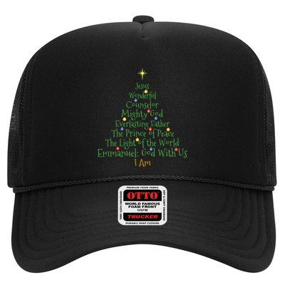 Christian Christmas Shirts Bible Names Of Jesus Tree Shaped Trucker Hat