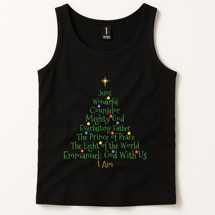 Christian Christmas Shirts Bible Names Of Jesus Tree Shaped Tank Top