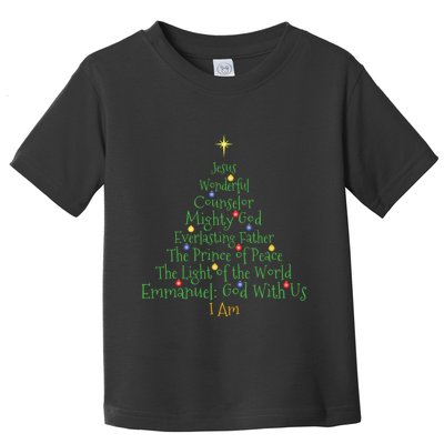 Christian Christmas Shirts Bible Names Of Jesus Tree Shaped Toddler T-Shirt