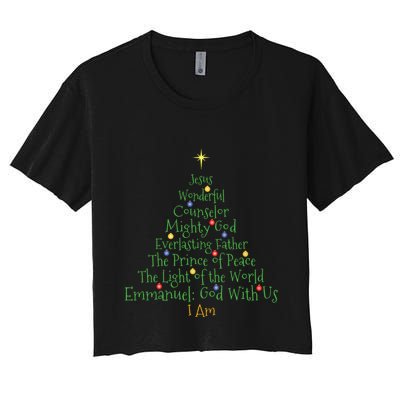 Christian Christmas Shirts Bible Names Of Jesus Tree Shaped Crop Top