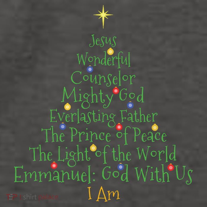 Christian Christmas Shirts Bible Names Of Jesus Tree Shaped Vector Backpack