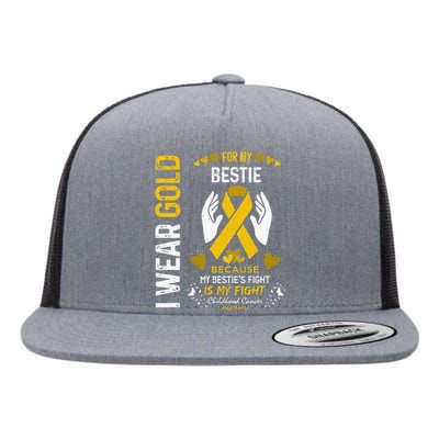 Childhood Cancer Survivor Support I Wear Gold For My Bestie Flat Bill Trucker Hat