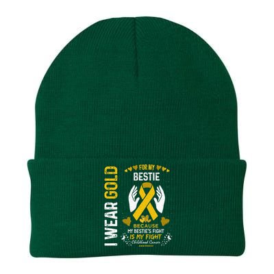 Childhood Cancer Survivor Support I Wear Gold For My Bestie Knit Cap Winter Beanie