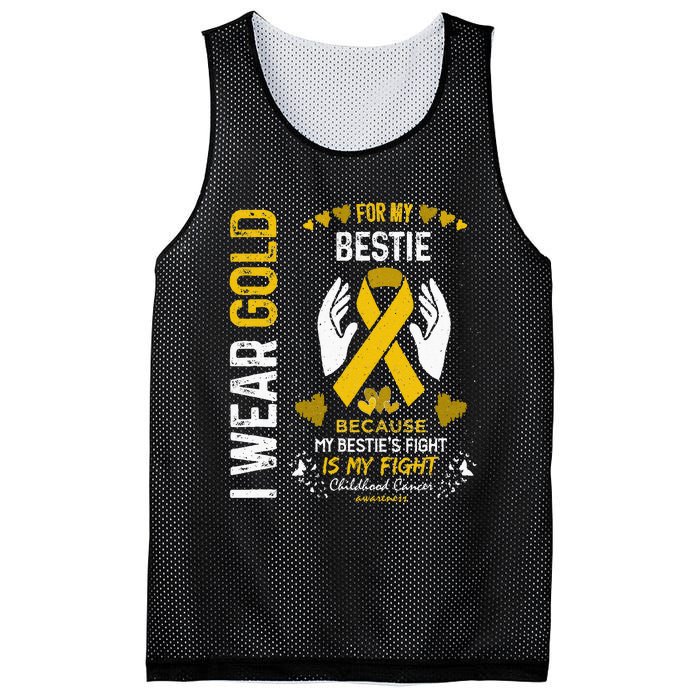 Childhood Cancer Survivor Support I Wear Gold For My Bestie Mesh Reversible Basketball Jersey Tank