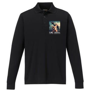 Crazy Cat Selfie Run Time Travel Can Be Dangerous Cat Love Performance Long Sleeve Polo