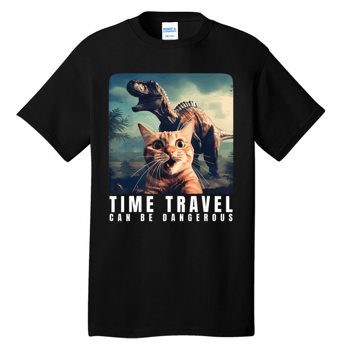 Crazy Cat Selfie Run Time Travel Can Be Dangerous Cat Love Tall T-Shirt