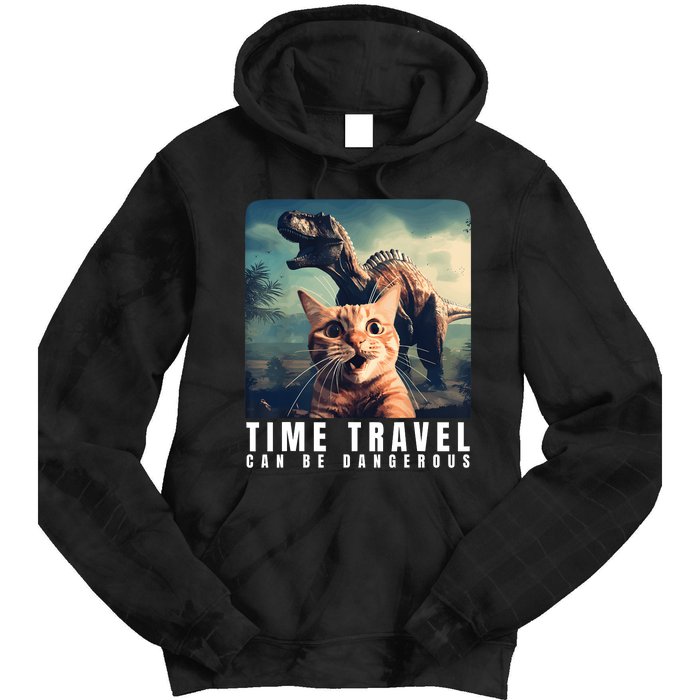 Crazy Cat Selfie Run Time Travel Can Be Dangerous Cat Love Tie Dye Hoodie