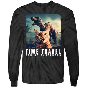 Crazy Cat Selfie Run Time Travel Can Be Dangerous Cat Love Tie-Dye Long Sleeve Shirt