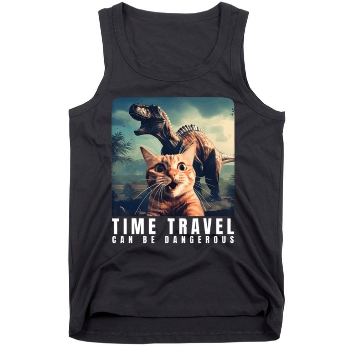 Crazy Cat Selfie Run Time Travel Can Be Dangerous Cat Love Tank Top