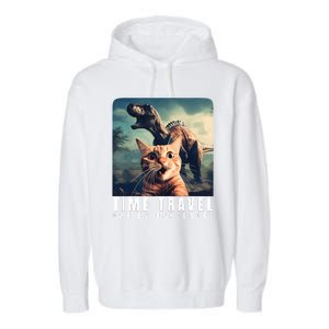 Crazy Cat Selfie Run Time Travel Can Be Dangerous Cat Love Garment-Dyed Fleece Hoodie