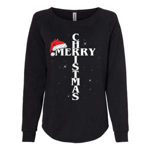 Christian Christmas Santa Hat Jesus Cross And Snow Womens California Wash Sweatshirt