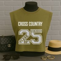 Cross Country Senior Class Of 2025 Xc Class 25 Team Swag Garment-Dyed Women's Muscle Tee
