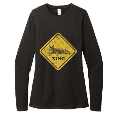 Cat Crossing Sign Lazy Cat Gift Womens CVC Long Sleeve Shirt