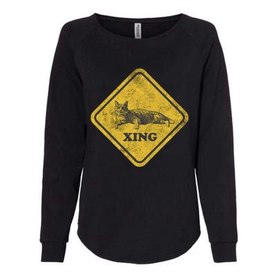 Cat Crossing Sign Lazy Cat Gift Womens California Wash Sweatshirt