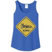 Cat Crossing Sign Lazy Cat Gift Ladies Essential Tank