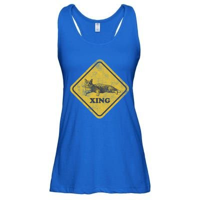 Cat Crossing Sign Lazy Cat Gift Ladies Essential Flowy Tank