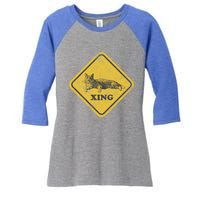 Cat Crossing Sign Lazy Cat Gift Women's Tri-Blend 3/4-Sleeve Raglan Shirt