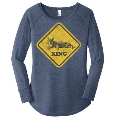 Cat Crossing Sign Lazy Cat Gift Women's Perfect Tri Tunic Long Sleeve Shirt