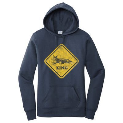 Cat Crossing Sign Lazy Cat Gift Women's Pullover Hoodie