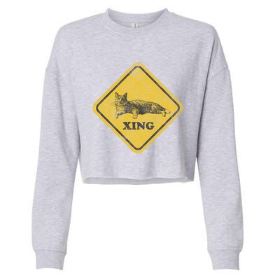 Cat Crossing Sign Lazy Cat Gift Cropped Pullover Crew