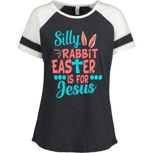 Christians Cute Silly Rabbit Easter Is For Jesus Enza Ladies Jersey Colorblock Tee