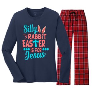 Christians Cute Silly Rabbit Easter Is For Jesus Women's Long Sleeve Flannel Pajama Set 