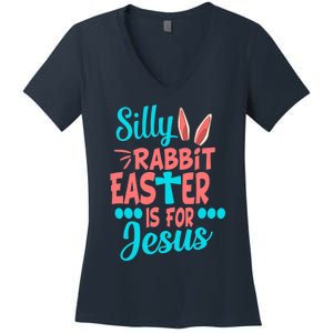 Christians Cute Silly Rabbit Easter Is For Jesus Women's V-Neck T-Shirt