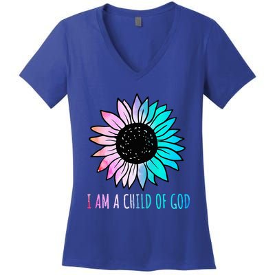 Cute Christian Salvation Quote Gift I Am A Child Of God Women's V-Neck T-Shirt