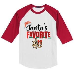 Cute Cheetah SantaS Favorite Ho Christmas S Great Gift Kids Colorblock Raglan Jersey