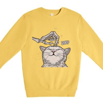 Cute Cat Skeleton Hand Boop Halloween Pet Women Premium Crewneck Sweatshirt