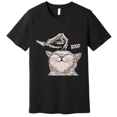 Cute Cat Skeleton Hand Boop Halloween Pet Women Premium T-Shirt