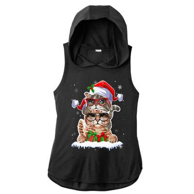 Cat Christmas Santa Cat Mom Cat Dad Cat Lover Merry Catmas Ladies PosiCharge Tri-Blend Wicking Draft Hoodie Tank