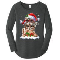 Cat Christmas Santa Cat Mom Cat Dad Cat Lover Merry Catmas Women's Perfect Tri Tunic Long Sleeve Shirt