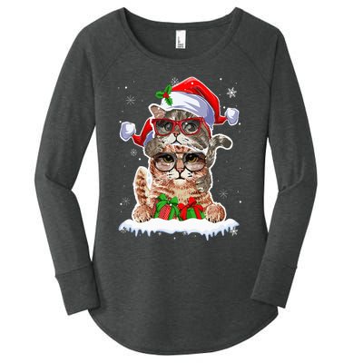 Cat Christmas Santa Cat Mom Cat Dad Cat Lover Merry Catmas Women's Perfect Tri Tunic Long Sleeve Shirt