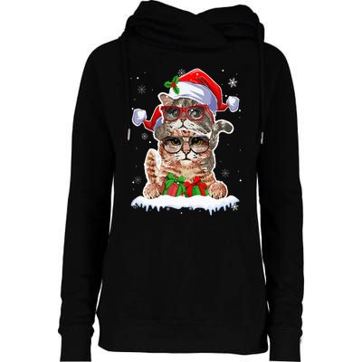 Cat Christmas Santa Cat Mom Cat Dad Cat Lover Merry Catmas Womens Funnel Neck Pullover Hood