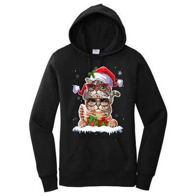 Cat Christmas Santa Cat Mom Cat Dad Cat Lover Merry Catmas Women's Pullover Hoodie