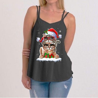 Cat Christmas Santa Cat Mom Cat Dad Cat Lover Merry Catmas Women's Strappy Tank